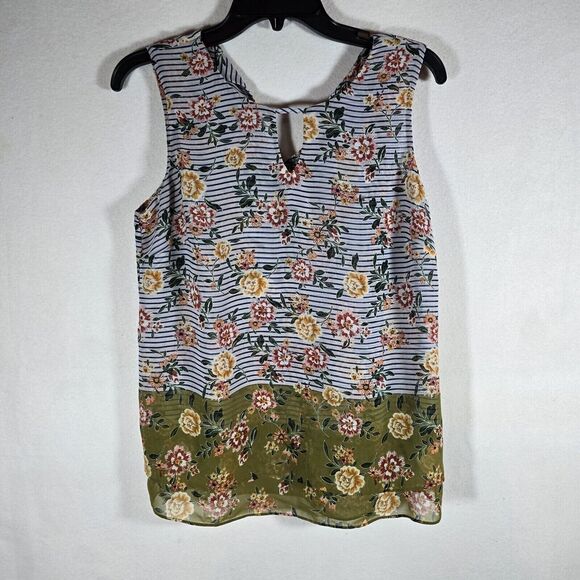 CAbi Tops - Cabi Womens Small Garden Blouse  Blue Grey Floral Top Sleeveless New No Tags